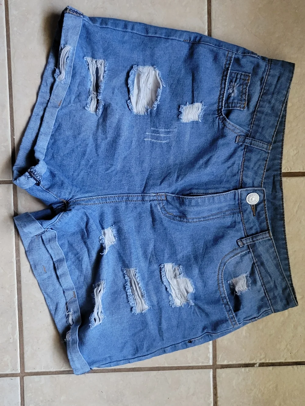 Distressed Blue Denim Women’s Shorts